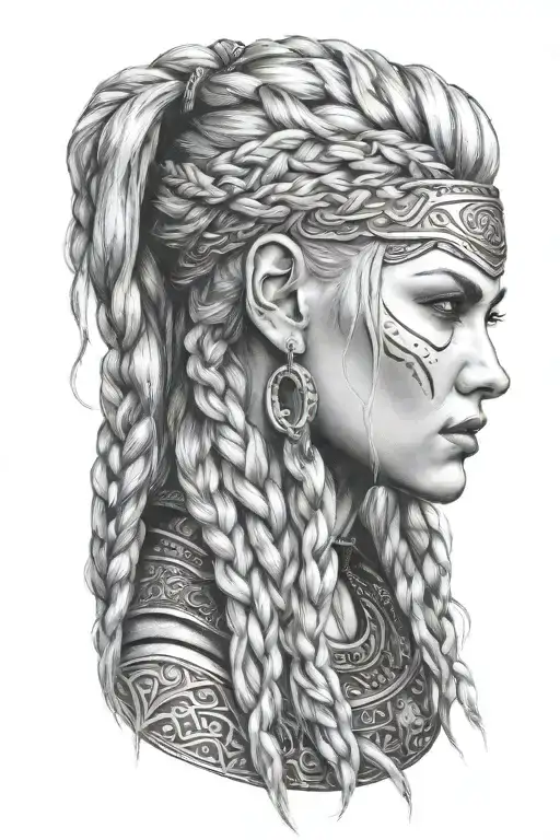 Blonde Viking Woman Face Profil Braids