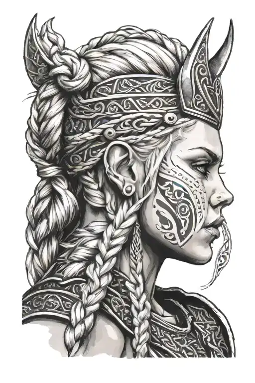 Blonde Viking Woman Face Profil Braids