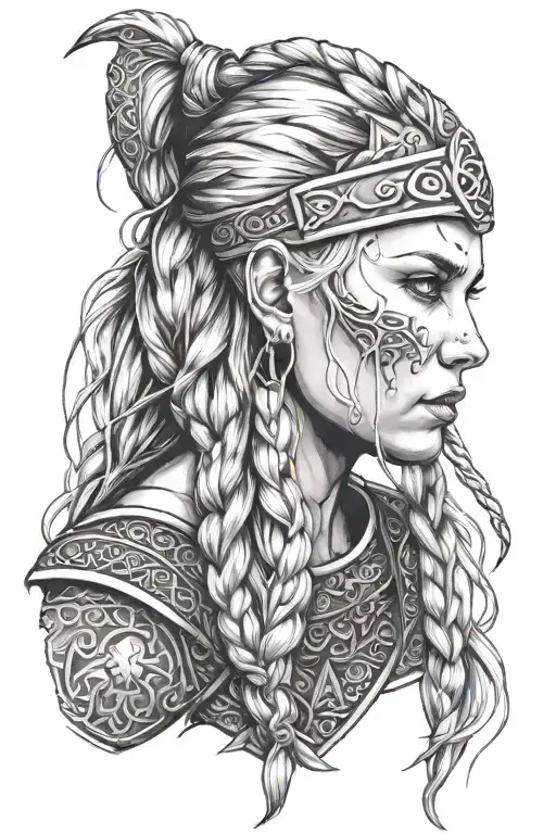 Blonde Viking Woman Face Profil Braids