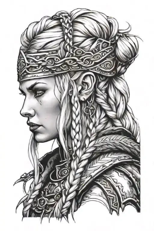 Blonde Viking Woman Face Profil Braids