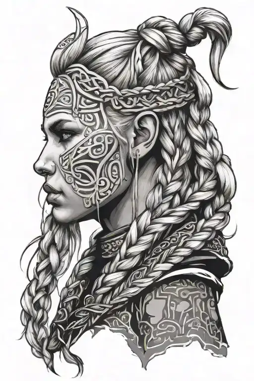 Blonde Viking Woman Face Profil Braids