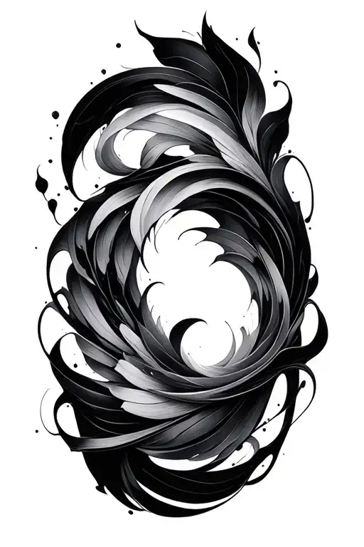 Suminagashi Abstract Blackwork