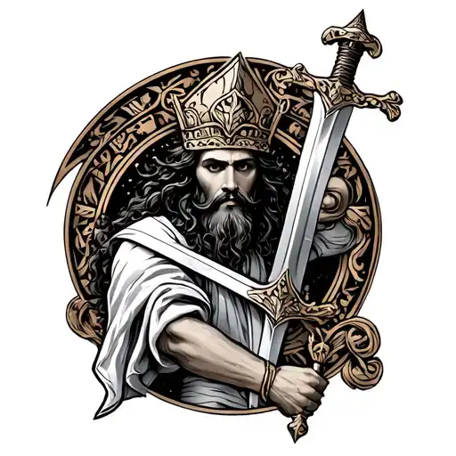 San Miguel Holding A Sword