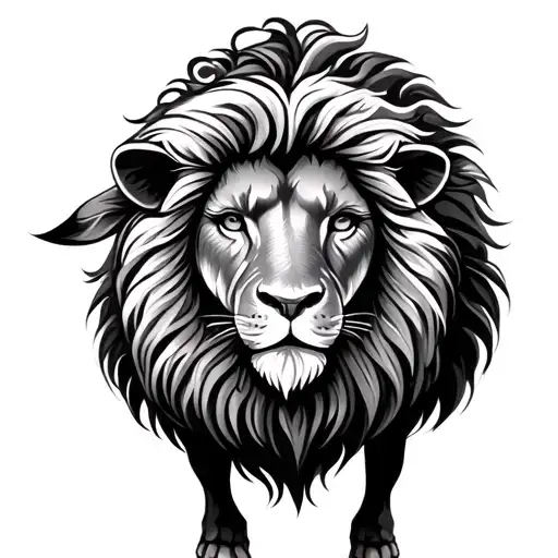 Sheep Merging With A Lion