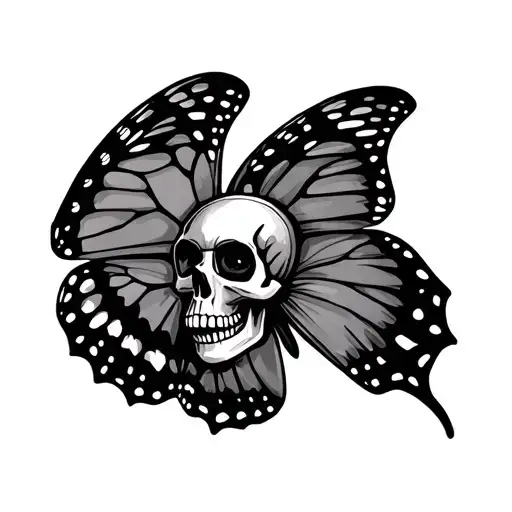 Butterfly With Skull Inside Representing