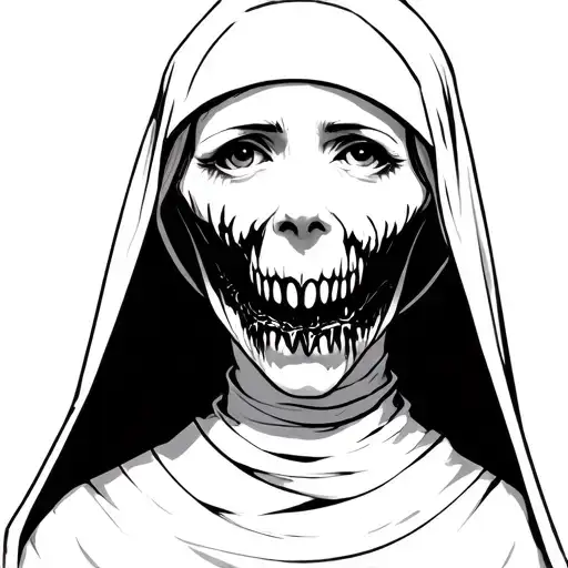 Possesed Nun With Black Mouth