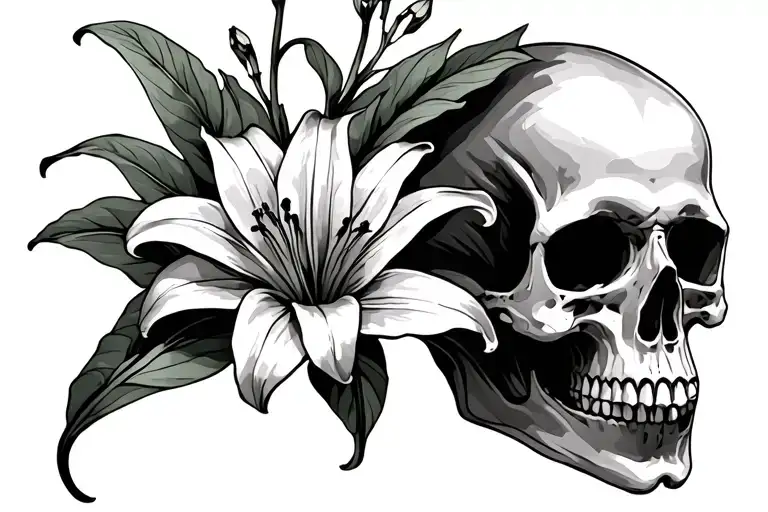 Lilies Stars And A Skull