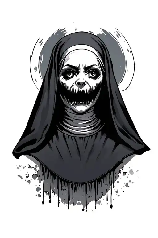 Possesed Nun With Black Mouth