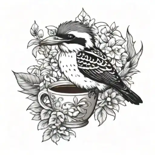 Kookaburra And Kiwi Birs Coffee Cup Surrounded