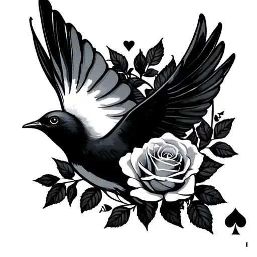 Rose Swallow And Card Suits