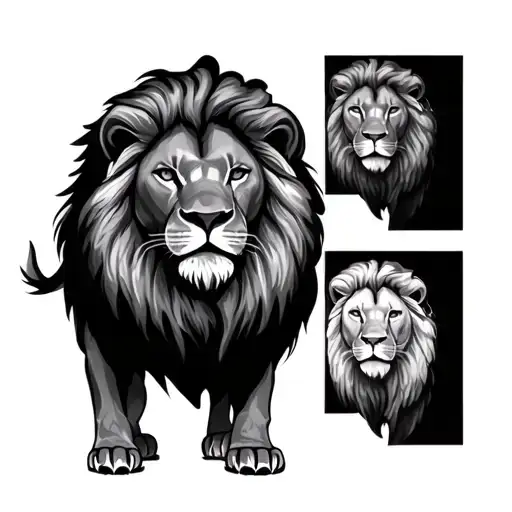 Lion With 4 Lionceau