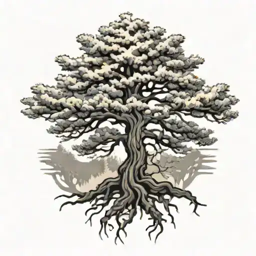 Winter Pine Tree With Roots