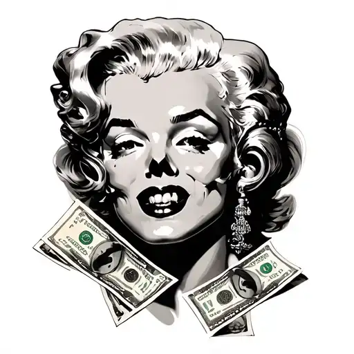 Marylin Monroe With Money Skulls