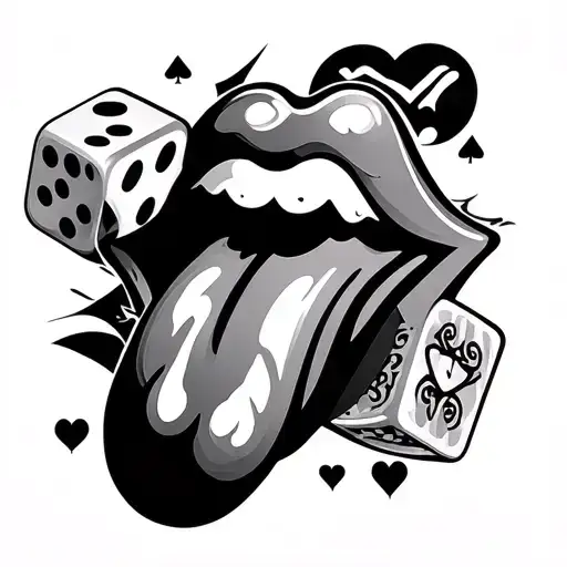Marylin Monroe Cards Dice Rolling Stones Tongue