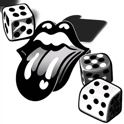 Marylin Monroe Cards Dice Rolling Stones Tongue Sleeve