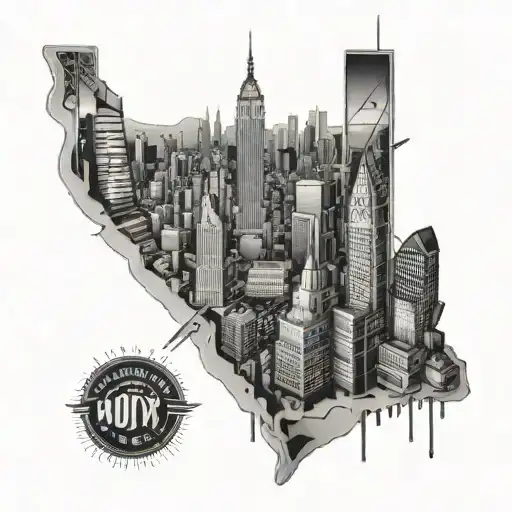 A New York Skyline Tattoo With Subtle Nods To Vegas Neon Lights And London Landmarks