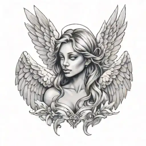 Serafin Angel Face Covered In Wings