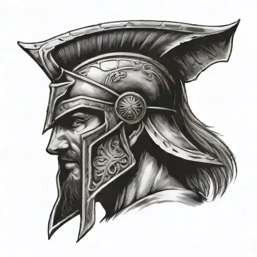 Half Spartan Half Zues Face Shoulder