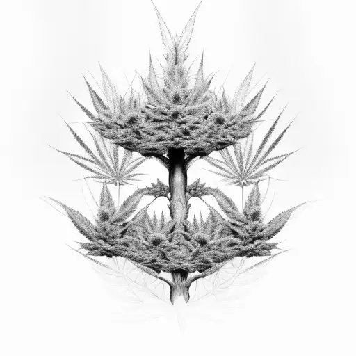 An Intricate Tree Made Entirely Of Marijuana Plants