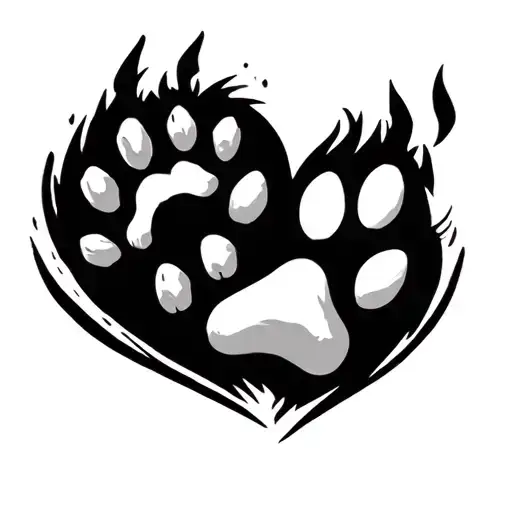 Heart With Dog Paw Print In Middle Finger