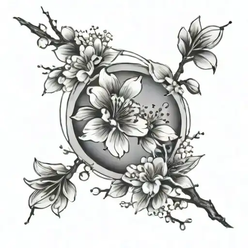 Cherry Blossoms And Circle Shape