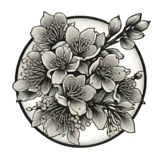 Cherry Blossoms And Circle Shape