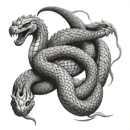 Snake Fighting With Small Dragon