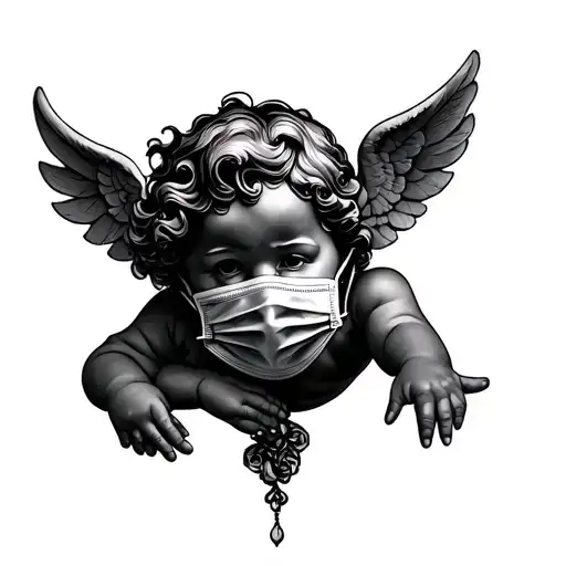 Cherub With Face Mask Holding