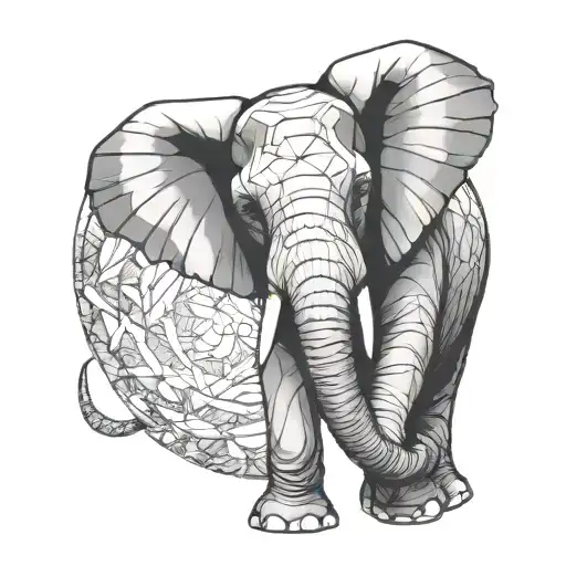 Head Of An Elephant In A Carved Or Faceted Design Similar To A Cut Crystal