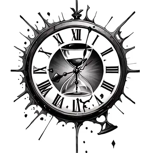 Broken Clock And Hourglass
