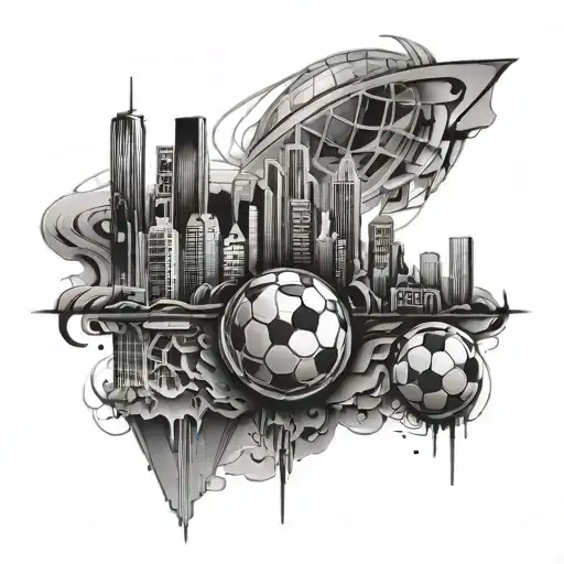 A City Skyline Tattoo With Hidden Football Symbols And Modern Art Influences