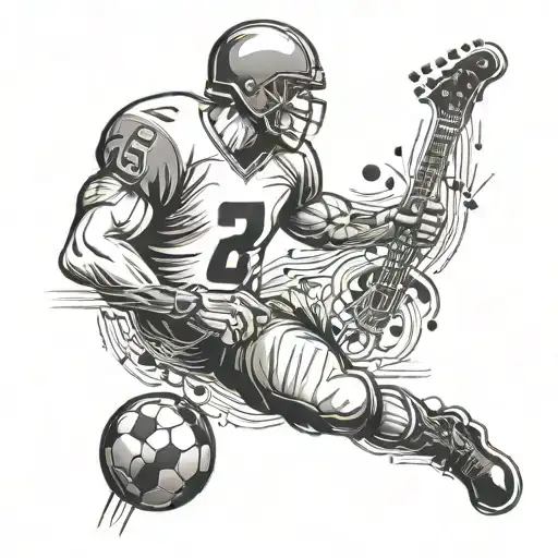 A Football Player With Musical Notes Incorporated Into Their Uniform