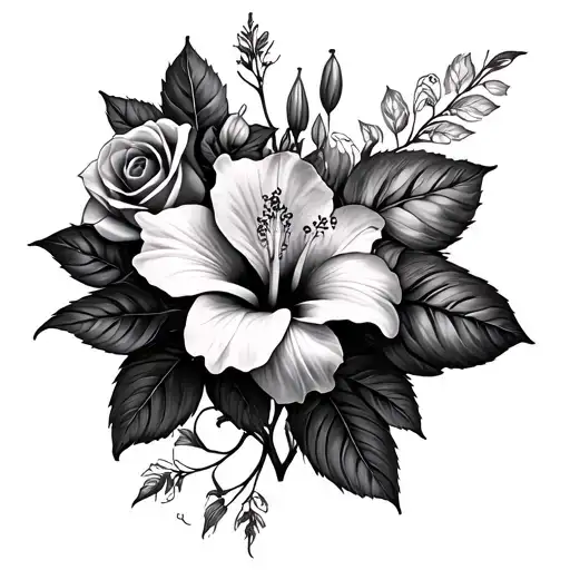 Hibiscus Flower X Roses X Lily Flower In A Line