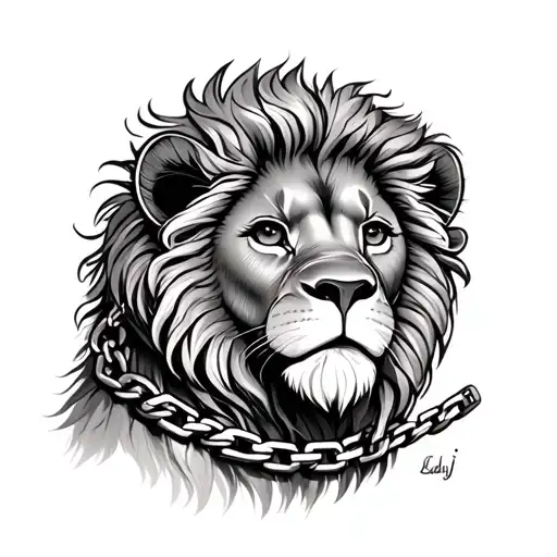 Baby Lion Wearing Chain That's Says Lady J On Chain