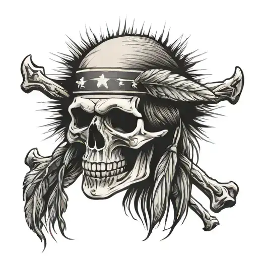 Native American Skull And Crossbones Design Inspired