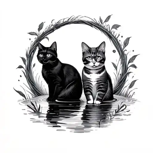 Two Cats Around Circle Pond
