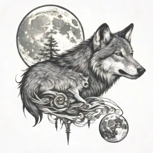 Wolf And Moon