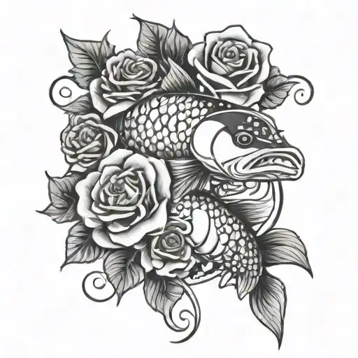 The Word Rocky With Roses Koi Fish
