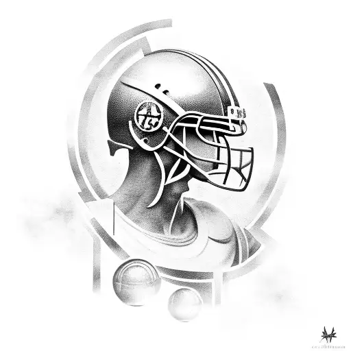 A Football Player Wearing A Roman Gladiator Helmet Surrounded By Latin Text