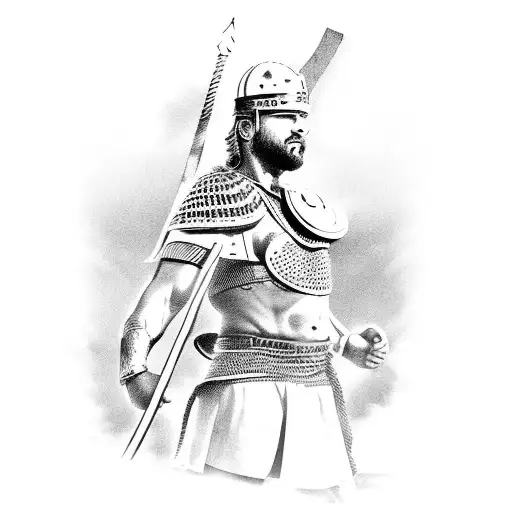 A Roman Gladiator In Action