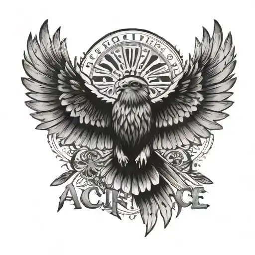 Hawk Spreading Its Wings Wide With Word 'Sacrifice' Written In Between Its Wings