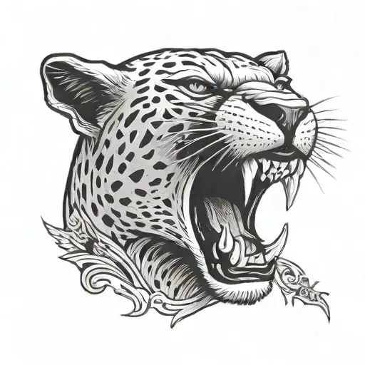 Panther Growling Word 'Sacrifice' Written Above Its Head