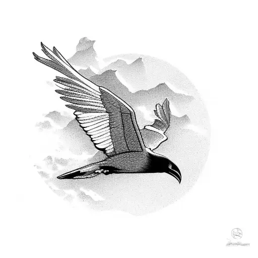 Raven Flying To The Sun