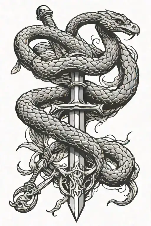 Sword And Snake Minialistic