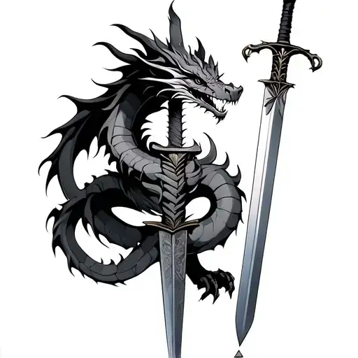 Simple Dragon Wrapped Around A Sword