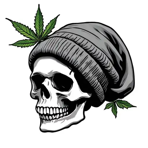Skull With Beanie And Pot Leaf