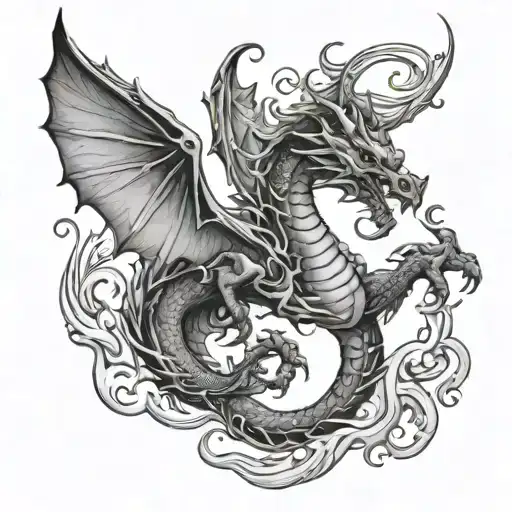 Outline Of Dragon Flying