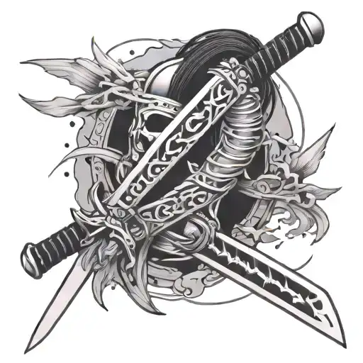 Katana Spine Tattoo With Space Theme