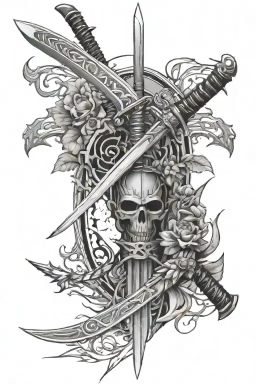 Katana Spine Tattoo With Space Theme