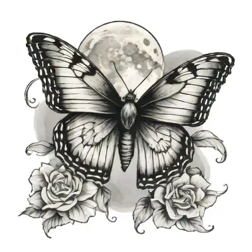 Butterfly With Moon